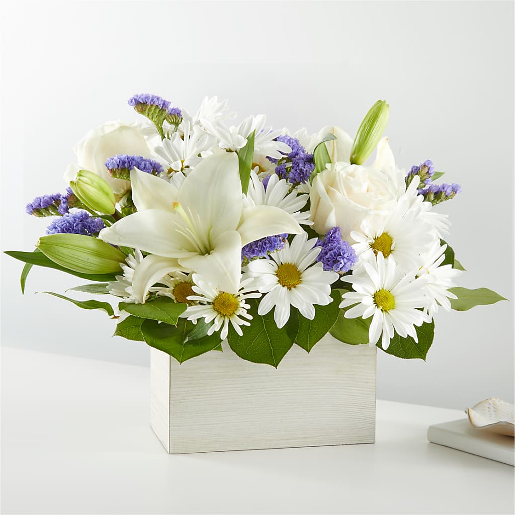 Beyond Blue Box Bouquet – The Whiting Flower Shop, Whiting IN