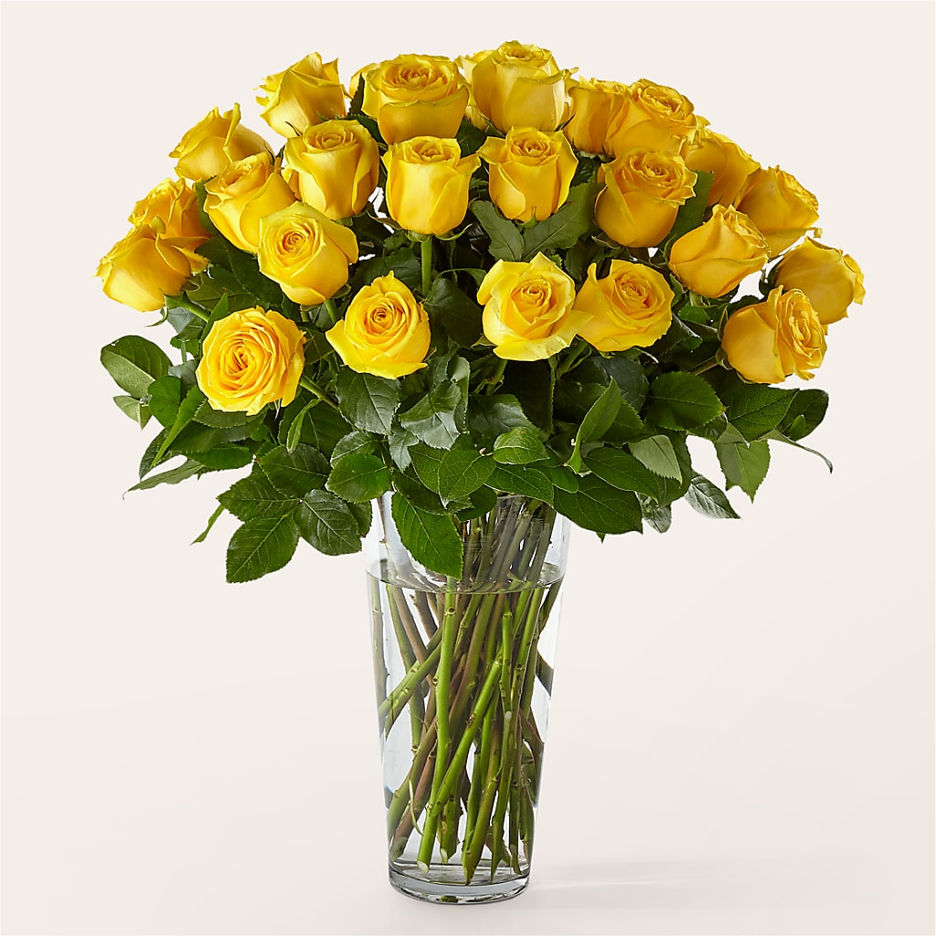 Long Stem Yellow Rose Bouquet – The Whiting Flower Shop, Whiting IN