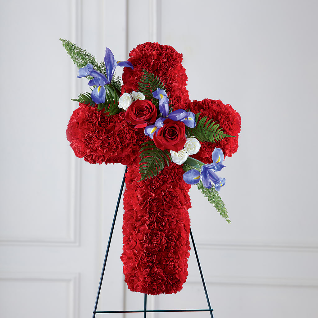 Faithful Hero Floral Cross – The Whiting Flower Shop, Whiting IN