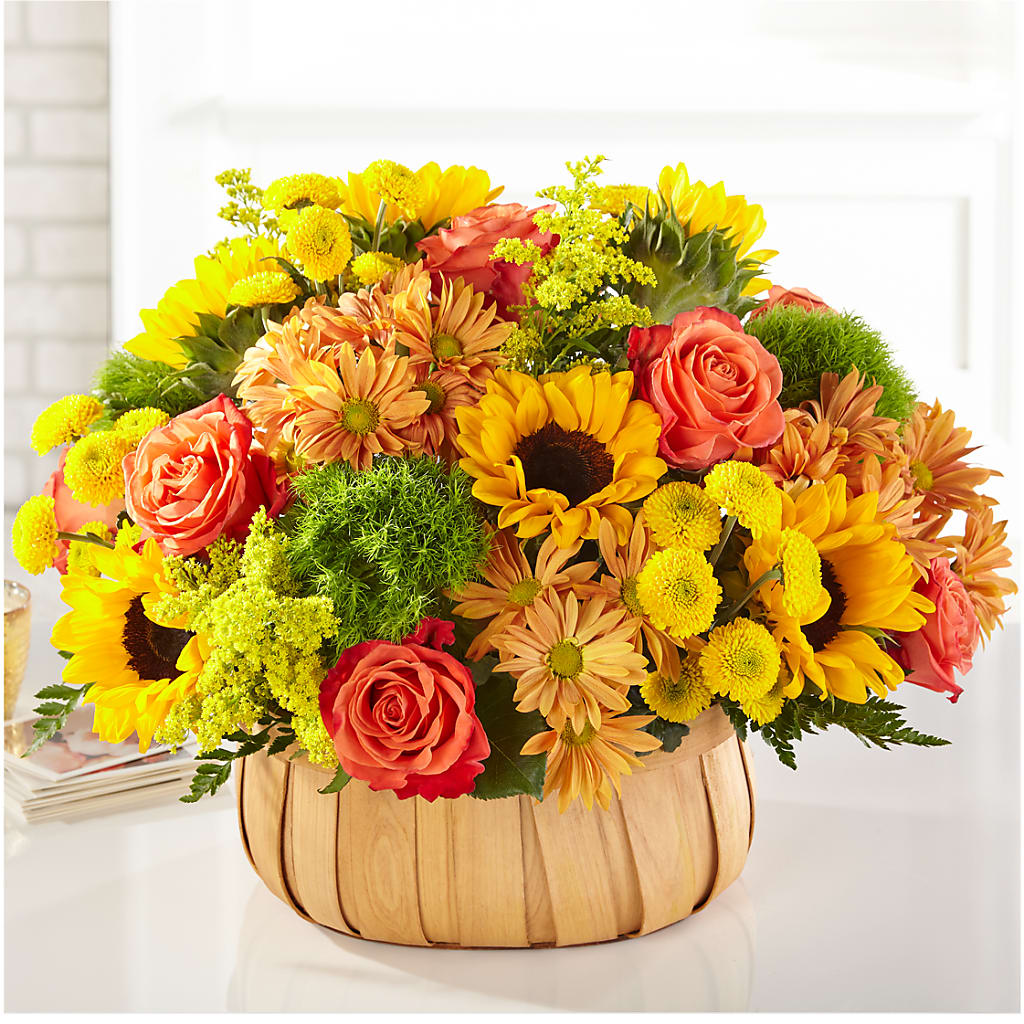 Harvest Sunflower Basket – The Whiting Flower Shop, Whiting IN