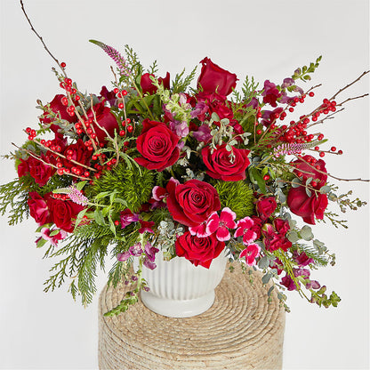 Big Red Bow Bouquet –  The Whiting Flower Shop, Whiting IN