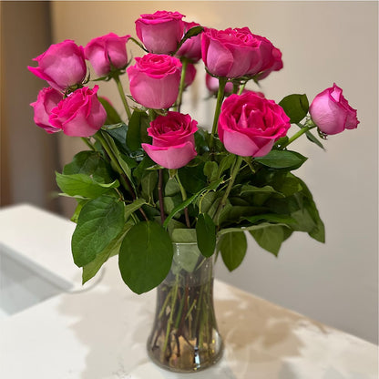 Long Stem Pink Rose Bouquet –  The Whiting Flower Shop, Whiting IN