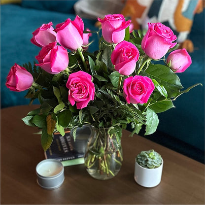 Long Stem Pink Rose Bouquet –  The Whiting Flower Shop, Whiting IN