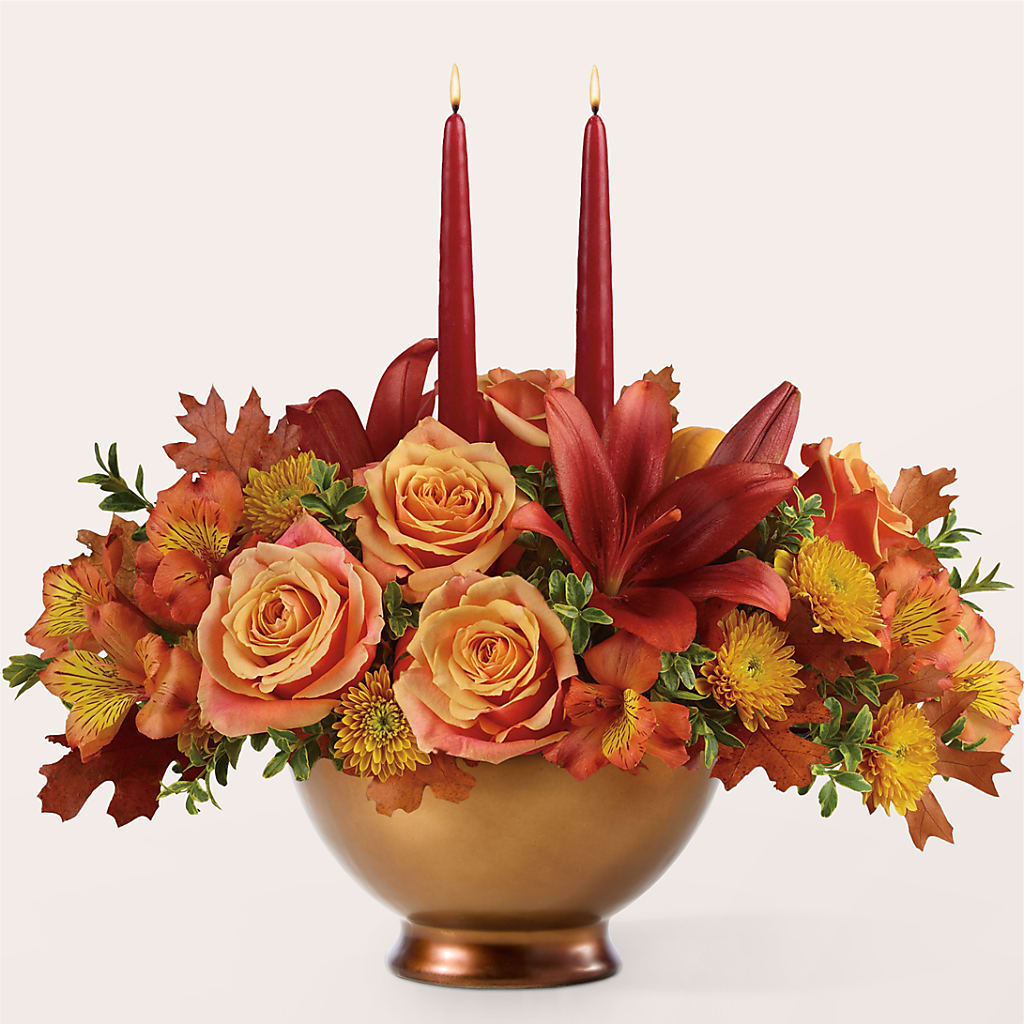 Harvest Table Centerpiece –  The Whiting Flower Shop, Whiting IN