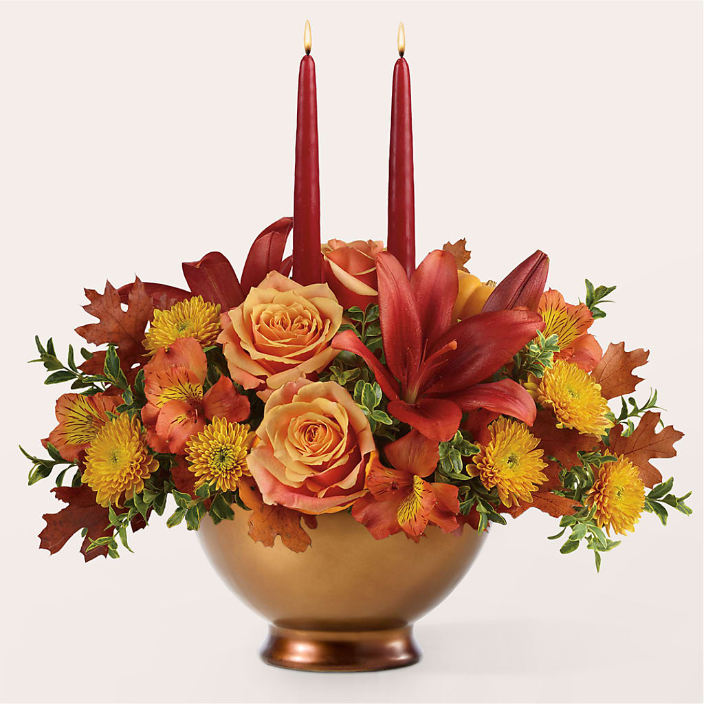 Harvest Table Centerpiece –  The Whiting Flower Shop, Whiting IN
