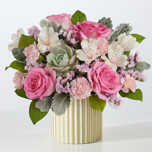 Dusty Rose Bouquet with Ivory Vase –  The Whiting Flower Shop, Whiting IN