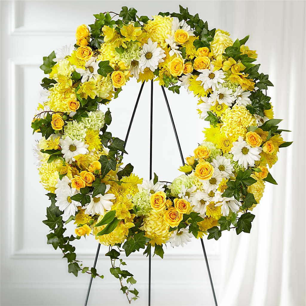 Golden Remembrance Wreath –  The Whiting Flower Shop, Whiting IN