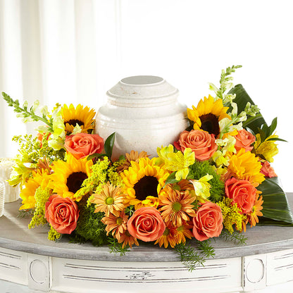 Faithful Sunflower Cremation Adornment –  The Whiting Flower Shop, Whiting IN