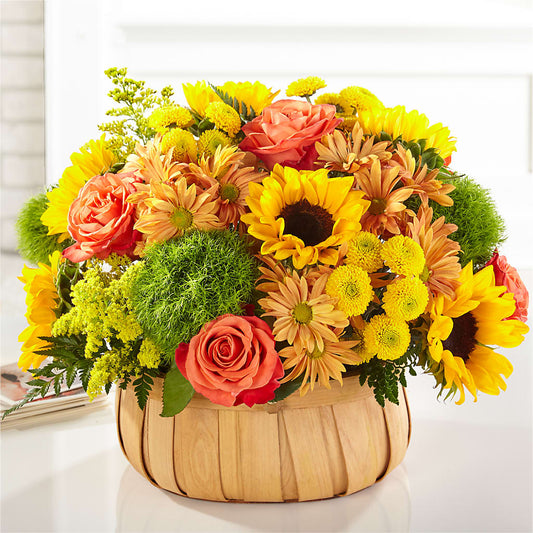 Harvest Sunflower Basket –  The Whiting Flower Shop, Whiting IN