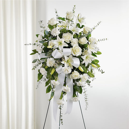 With Care Standing Spray –  The Whiting Flower Shop, Whiting IN