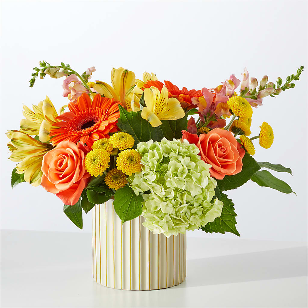 Autumn Sunshine Bouquet with Ivory Vase –  The Whiting Flower Shop, Whiting IN
