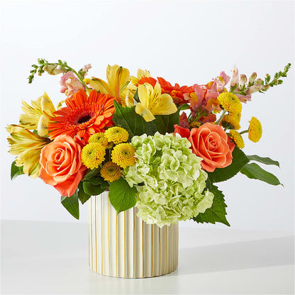 Autumn Sunshine Bouquet with Ivory Vase –  The Whiting Flower Shop, Whiting IN