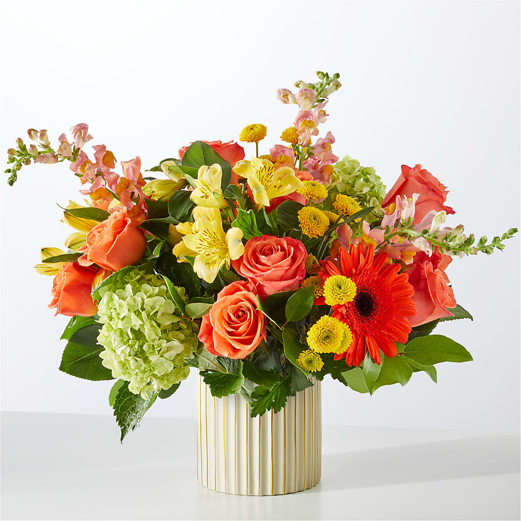 Autumn Sunshine Bouquet with Ivory Vase –  The Whiting Flower Shop, Whiting IN
