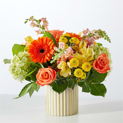 Autumn Sunshine Bouquet with Ivory Vase –  The Whiting Flower Shop, Whiting IN