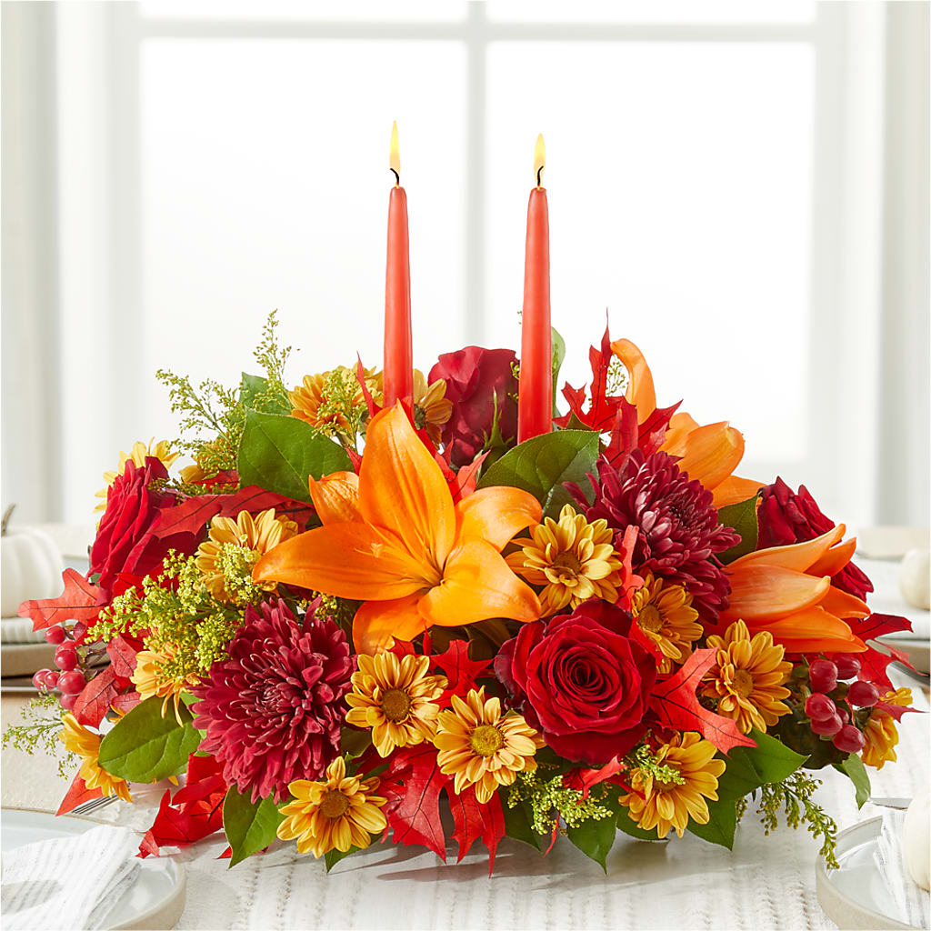 Autumn's Embrace Centerpiece –  The Whiting Flower Shop, Whiting IN