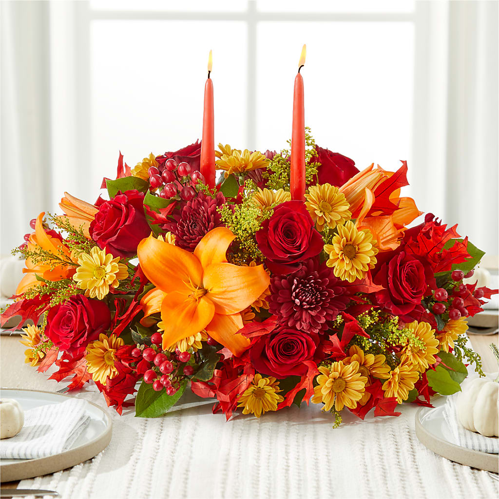 Autumn's Embrace Centerpiece –  The Whiting Flower Shop, Whiting IN