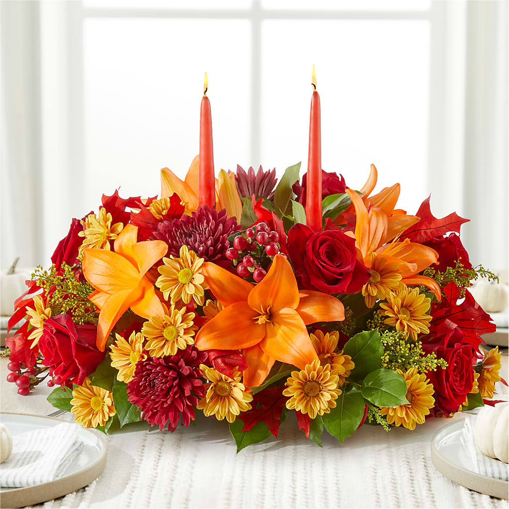 Autumn's Embrace Centerpiece –  The Whiting Flower Shop, Whiting IN