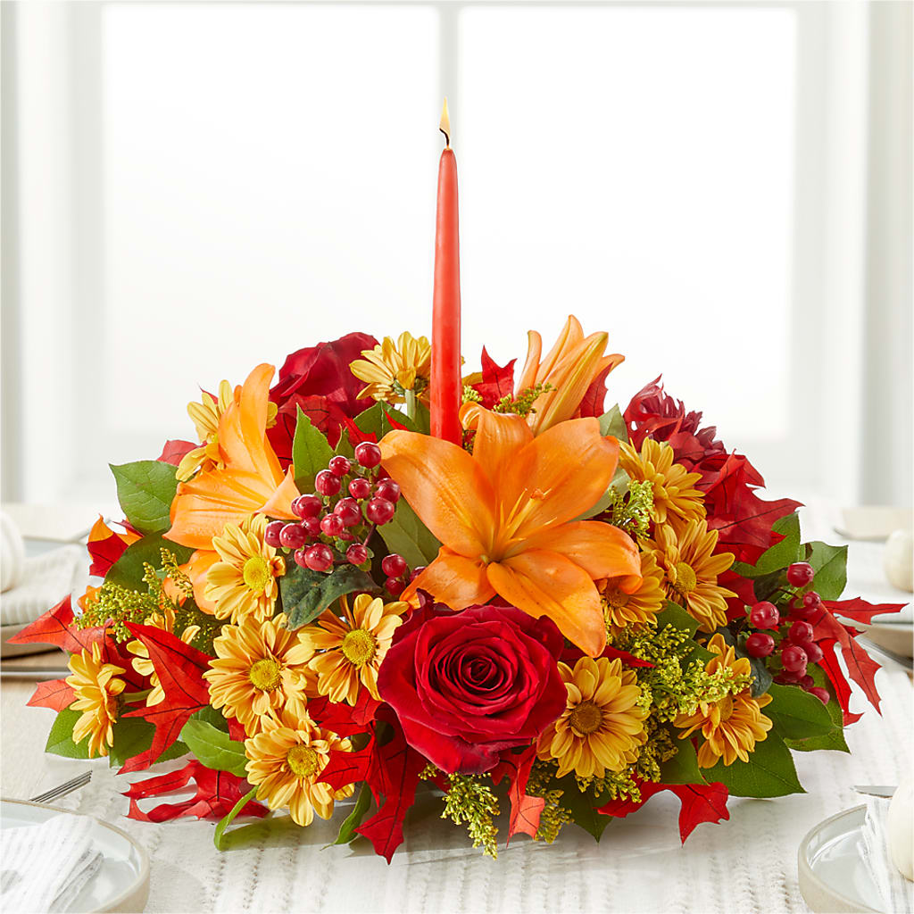 Autumn's Embrace Centerpiece –  The Whiting Flower Shop, Whiting IN